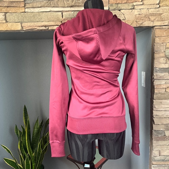 VTG Y2K Burton Snowboard DryRide WB Scoop Hoodie Fleece Layering Maroon Gold XS - Picture 7 of 10